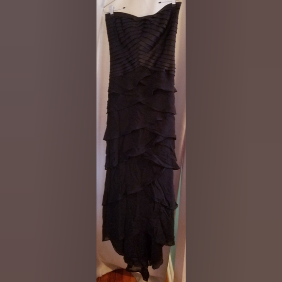 Vintage Silk Layered Black Tadashi Sleeveless Prom Evening Gown - Picture 3 of 16